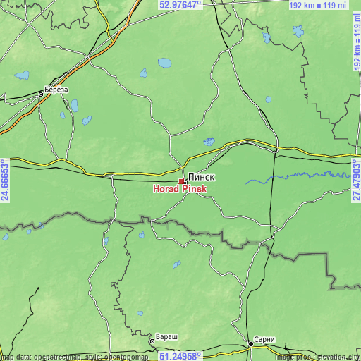 Topographic map of Horad Pinsk