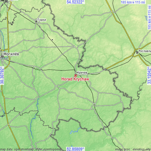 Topographic map of Horad Krychaw