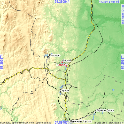 Topographic map of Lesnoy