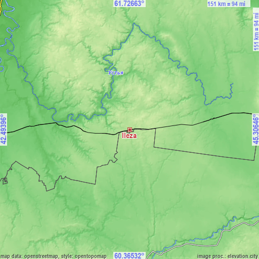 Topographic map of Ileza