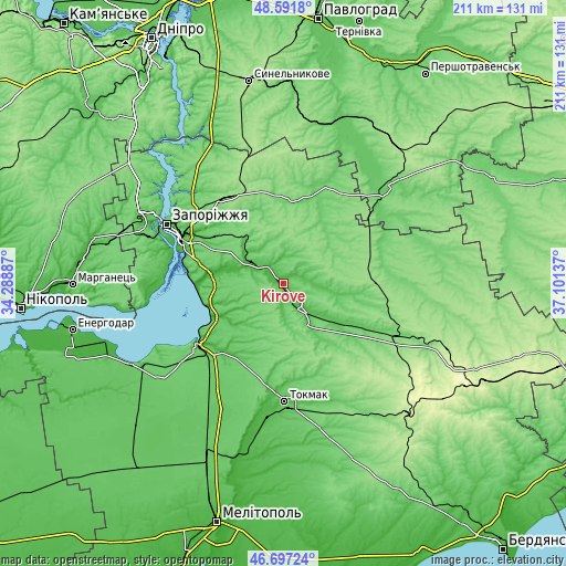 Topographic map of Kirove