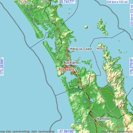 Topographic map of Rosebank