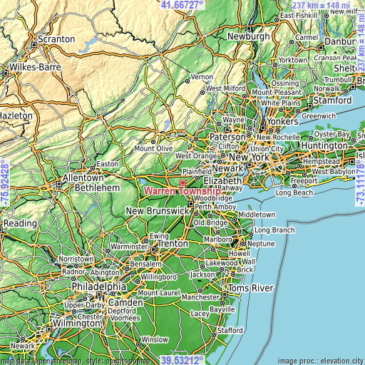 Topographic map of Warren Township