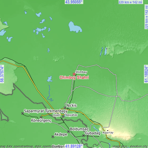 Topographic map of Chimboy Shahri