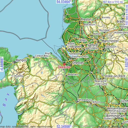 Topographic map of Deeside