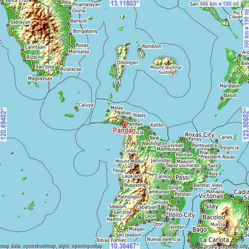 Topographic map of Pandan