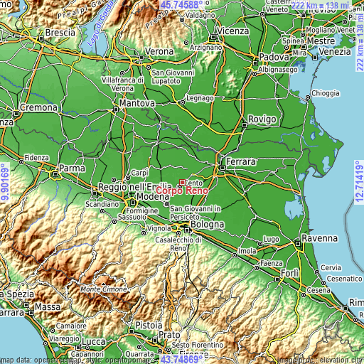 Topographic map of Corpo Reno