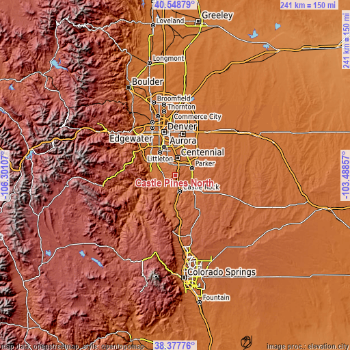 Topographic map of Castle Pines North