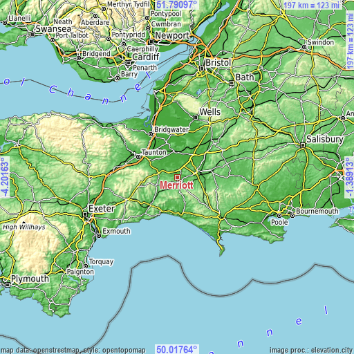 Topographic map of Merriott