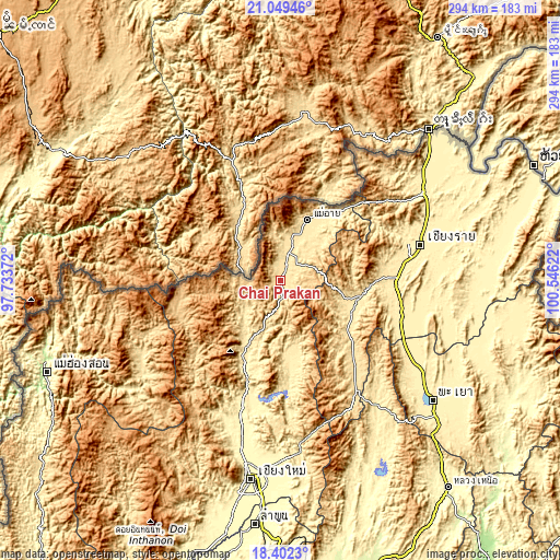 Topographic map of Chai Prakan