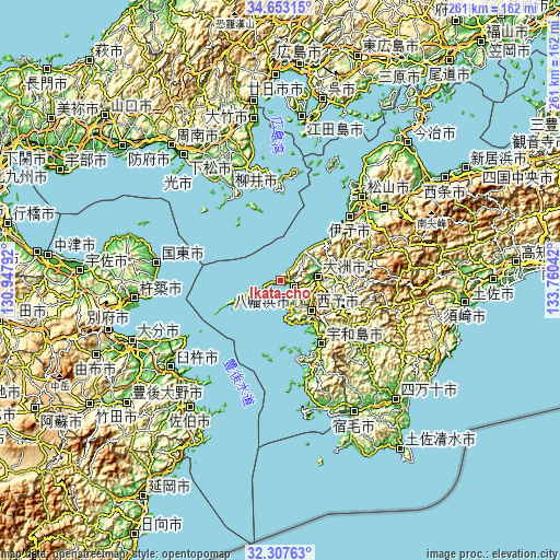 Topographic map of Ikata-chō