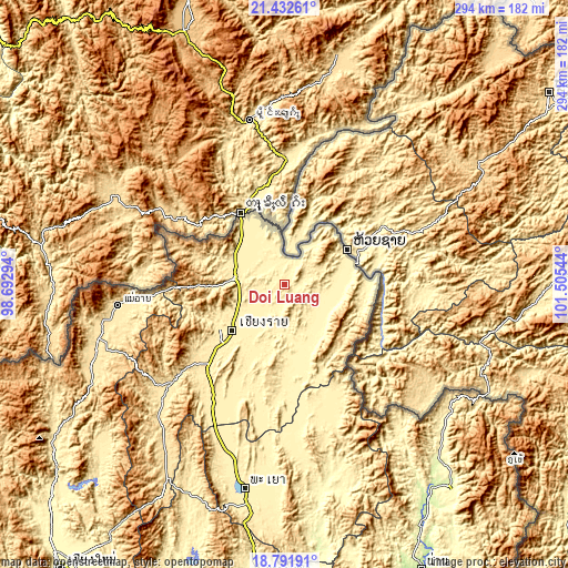 Topographic map of Doi Luang