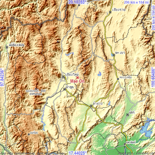 Topographic map of Mae On