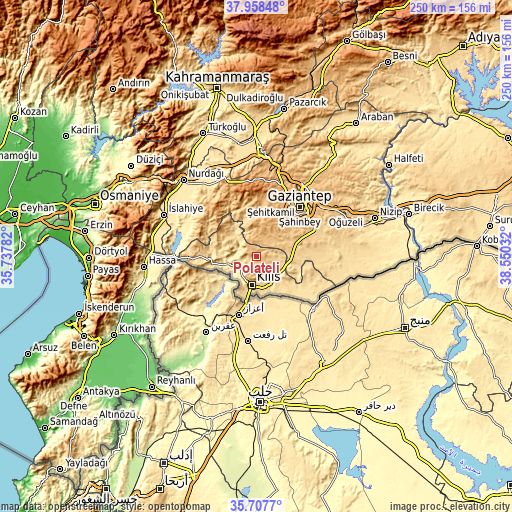 Topographic map of Polateli