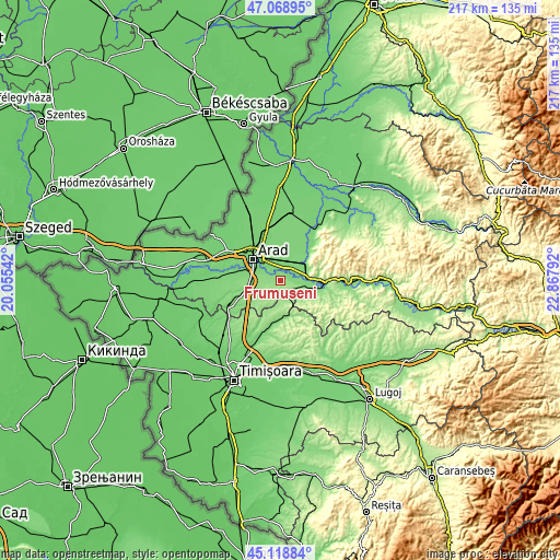 Topographic map of Frumușeni
