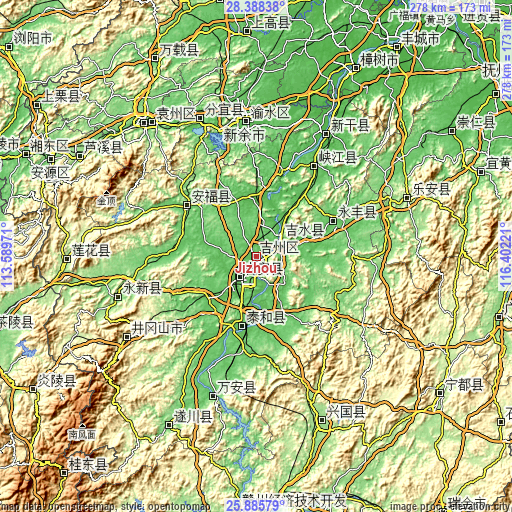 Topographic map of Jizhou