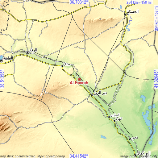 Topographic map of Al Kasrah