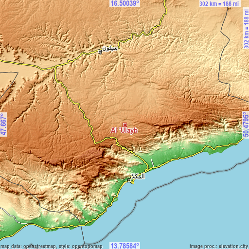 Topographic map of Al ‘Ulayb