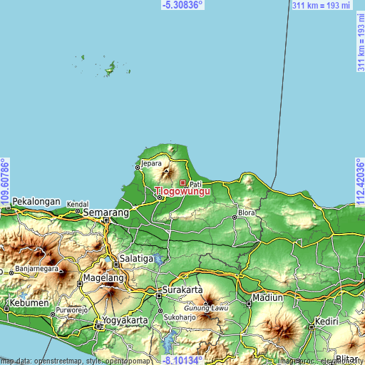 Topographic map of Tlogowungu