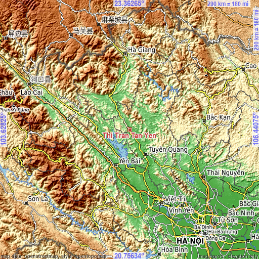 Topographic map of Thị Trấn Tân Yên