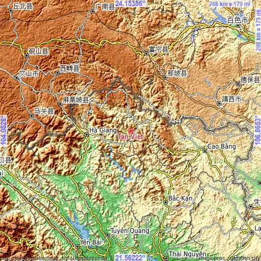 Topographic map of Tân Việt