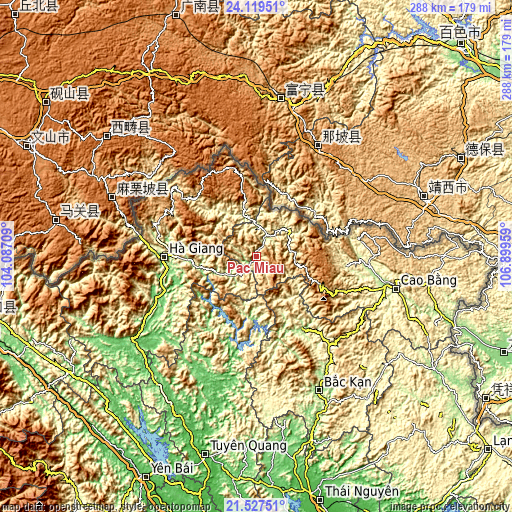 Topographic map of Pác Miầu