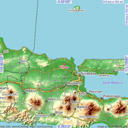 Topographic map of Dibee