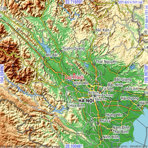 Topographic map of Lập Thạch