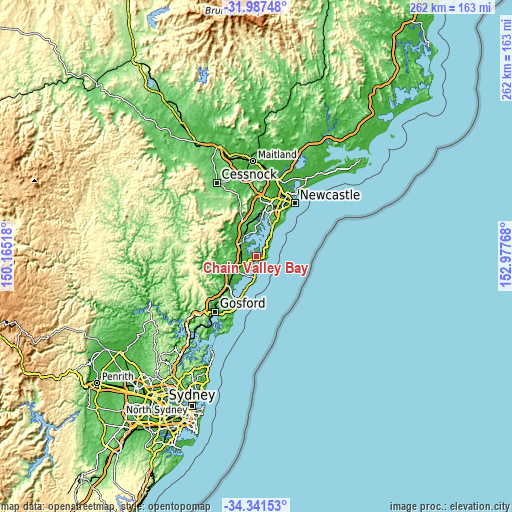 Topographic map of Chain Valley Bay