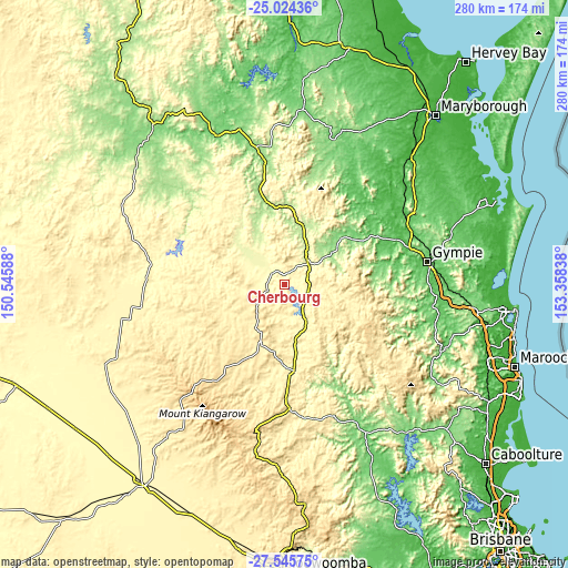 Topographic map of Cherbourg