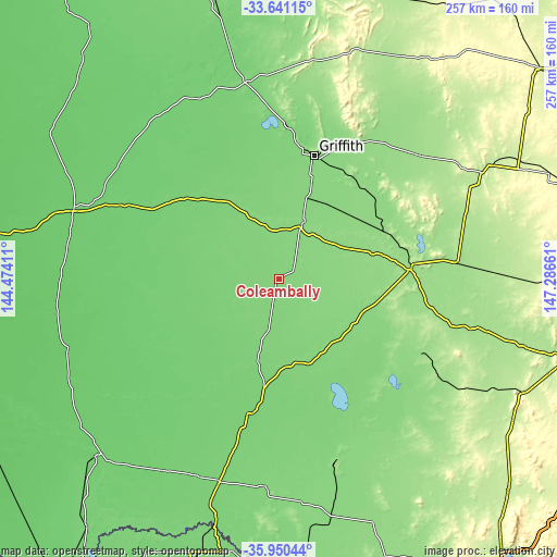 Topographic map of Coleambally