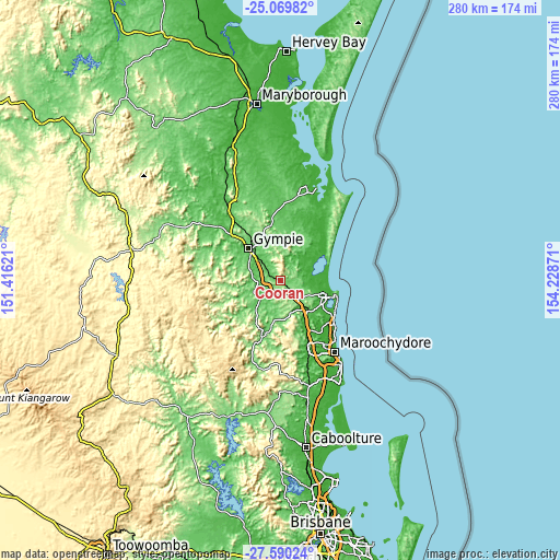 Topographic map of Cooran