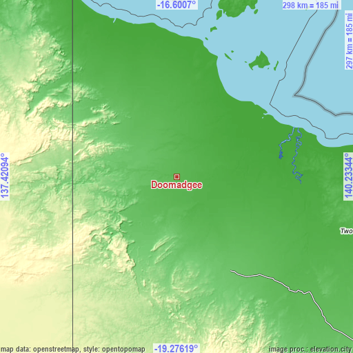 Topographic map of Doomadgee