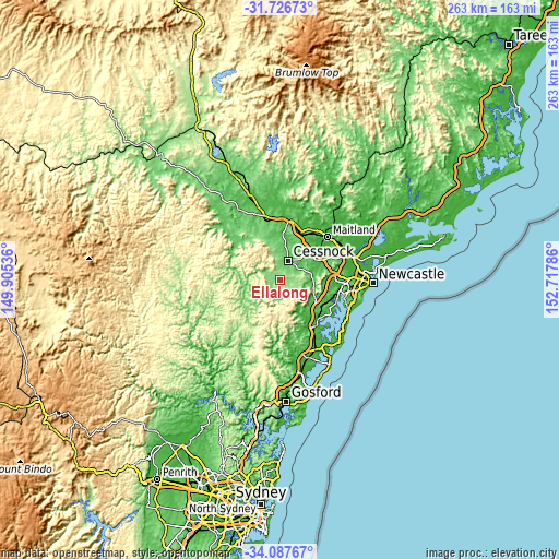 Topographic map of Ellalong