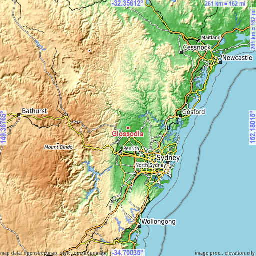 Topographic map of Glossodia