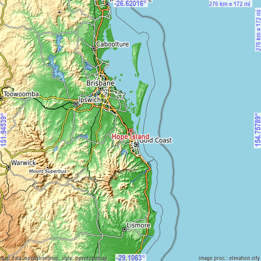 Topographic map of Hope Island