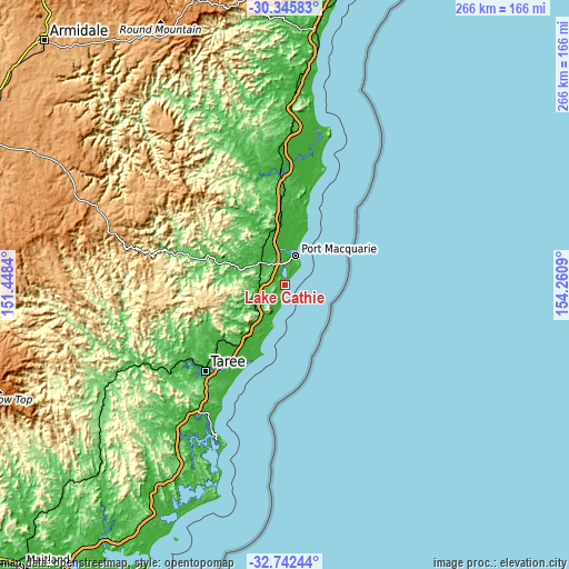 Topographic map of Lake Cathie
