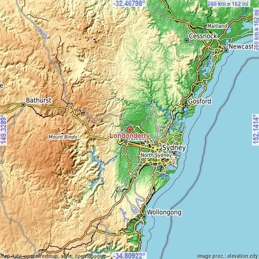 Topographic map of Londonderry