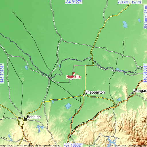 Topographic map of Nathalia