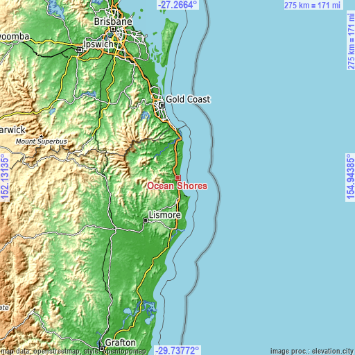 Topographic map of Ocean Shores