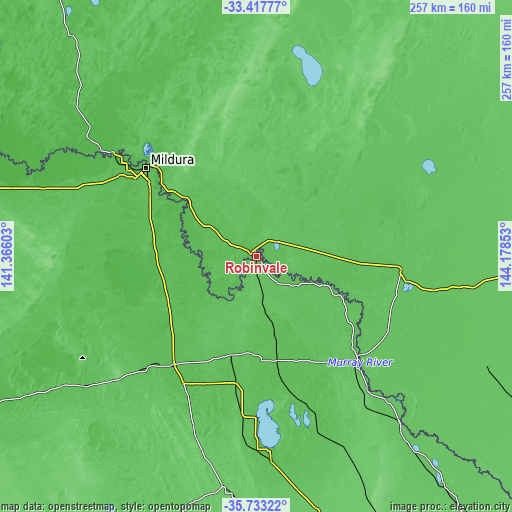 Topographic map of Robinvale