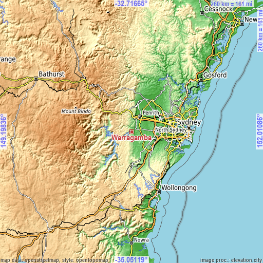 Topographic map of Warragamba