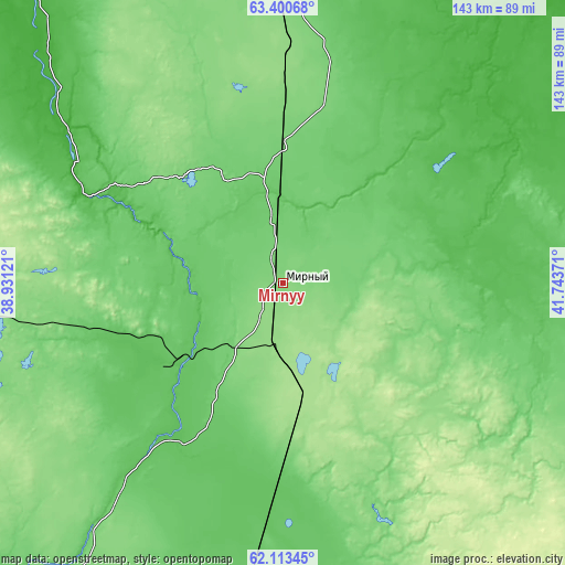 Topographic map of Mirnyy