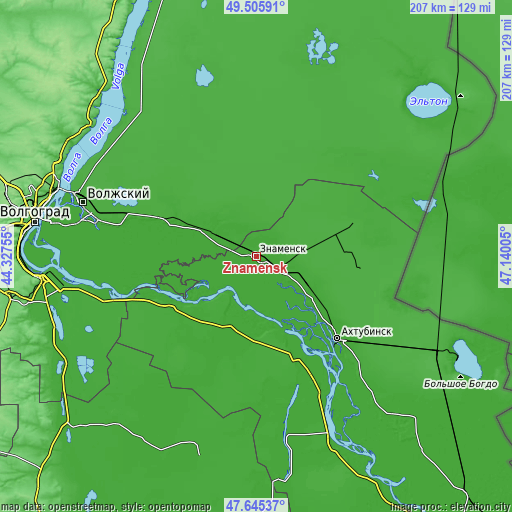 Topographic map of Znamensk