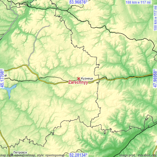 Topographic map of Zarechnyy