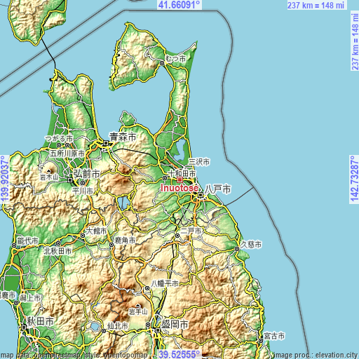Topographic map of Inuotose