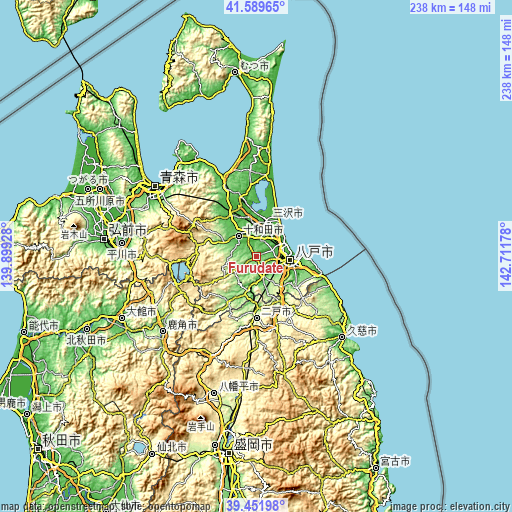 Topographic map of Furudate