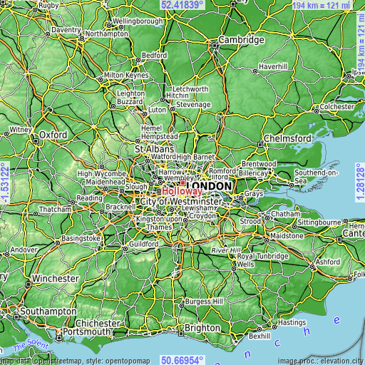Topographic map of Holloway