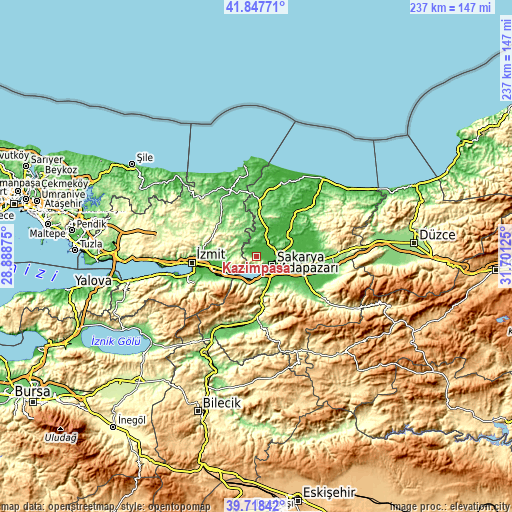 Topographic map of Kazımpaşa