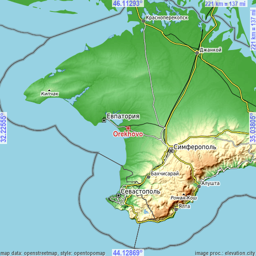 Topographic map of Orekhovo